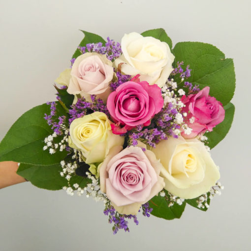 Bouquet de la mariée "Roses & Limonium" <br> Réf : BM011