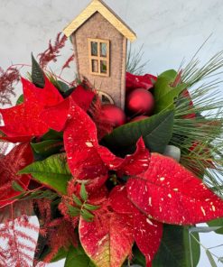 Alternative view of Bouquet de Noël Rose&Poinsettia <br> Ref : BQN003