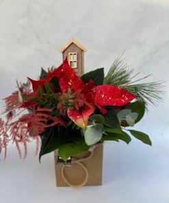 Bouquet de Noël Rose&Poinsettia <br> Ref : BQN003