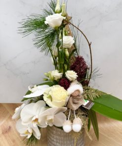 Composition Noel Lisianthus& Orchidées<br> Ref : BQN022