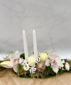 Chemin Table Noel Blanc Cybidium<br> Ref : BQN020