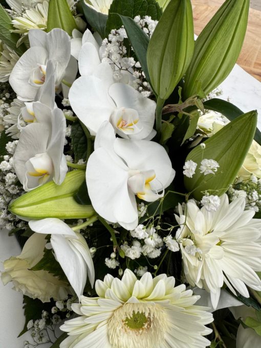 Dessus de cercueil « Blanc Orchidées <br> Réf : DC011 – Image 2