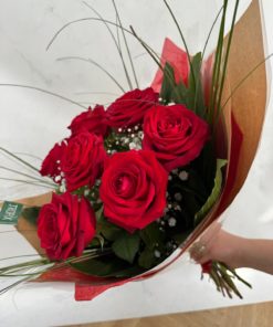 Bouquet "Roses rouges& gypsophile" <br> Réf : BG004